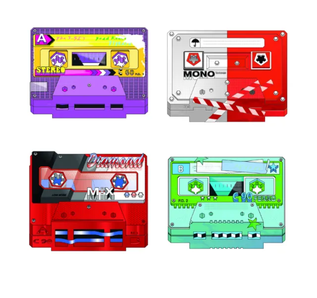 Four colorful retro cassette tapes illustration by Tobias Wandres
