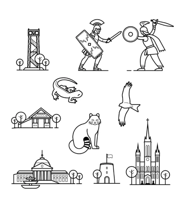 Minimalist artworks of warriors, animals, and architectural landmarks by Tobias Wandres