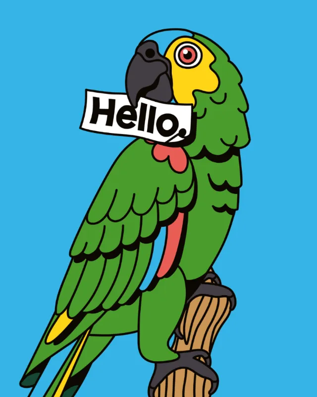 Cartoon Parrot illustration for skincare packaging