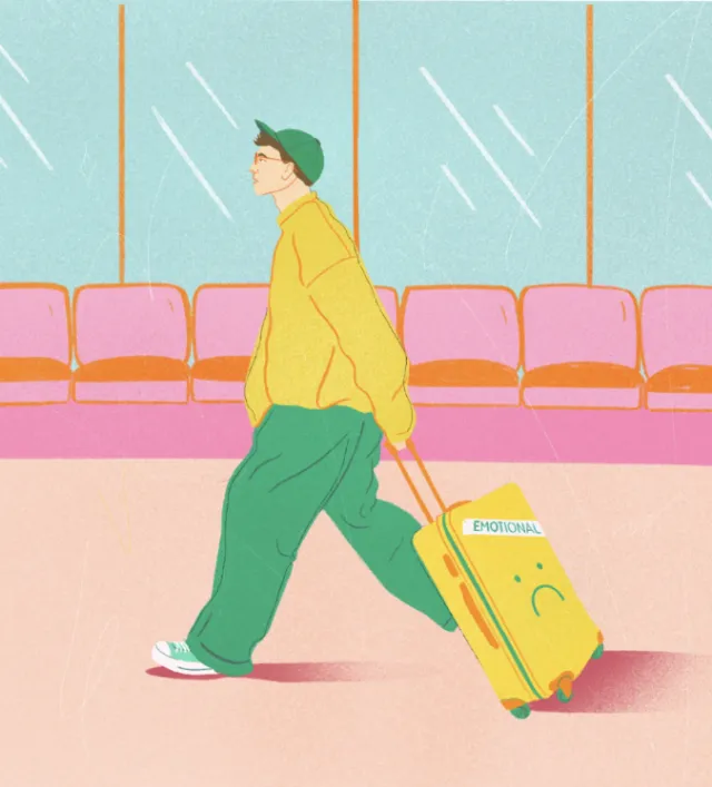 People boy with travel bag