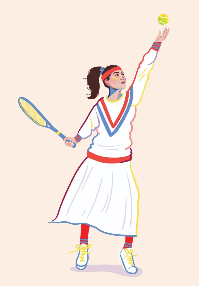 Vintage tennis costume editorial artwork