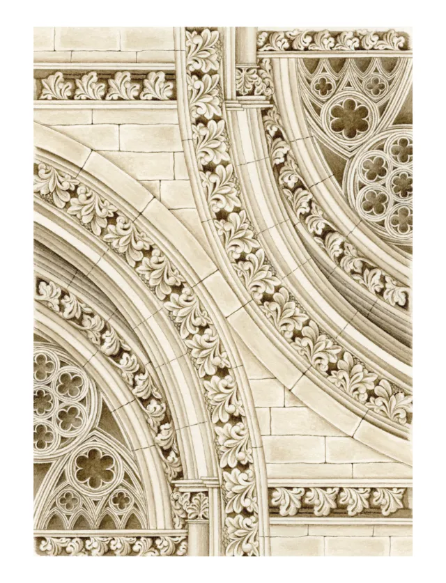 Ornate architectural stone pattern with floral and geometric details by Molodchenko