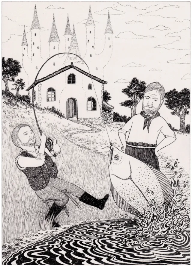 Fisher man illustration for Rotary Magazine