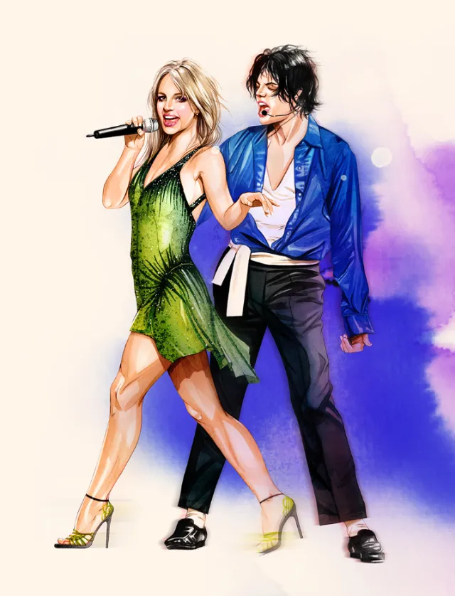 Artwork of dancing man and woman by Natalia Sanabria