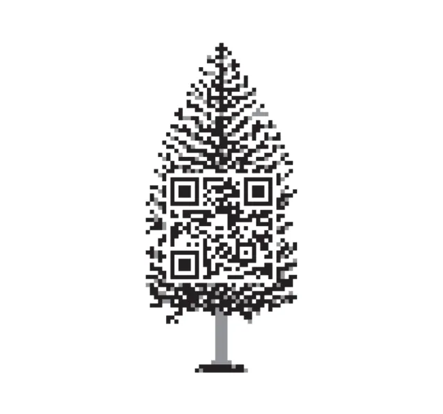 Tree shaped QR code artwork by Mark Watkinson