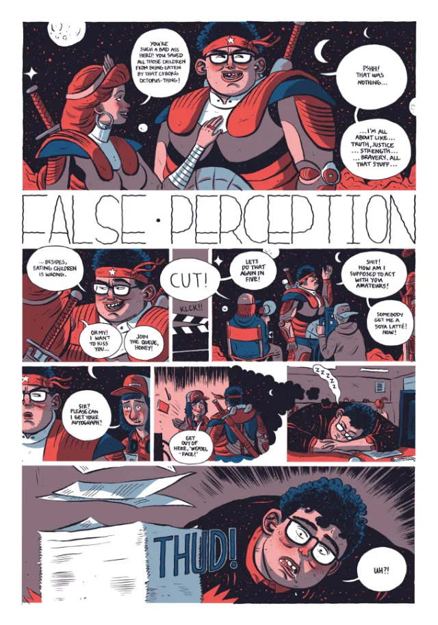Comic strip depicting a story about false perception