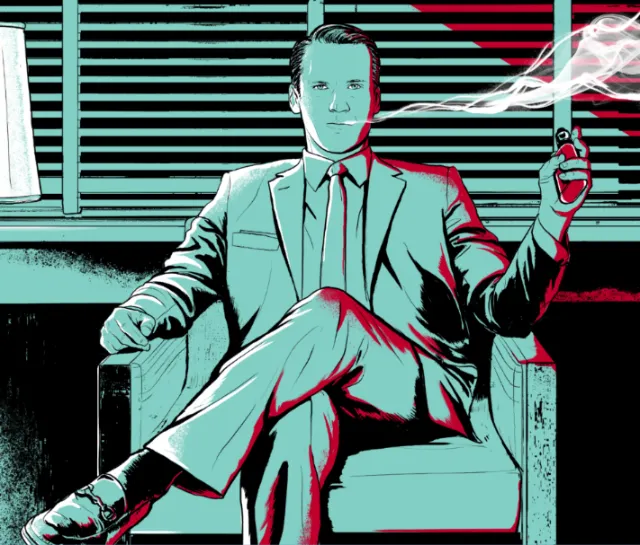 Man sitting in chair holding a smoking cigar by Davi Augusto