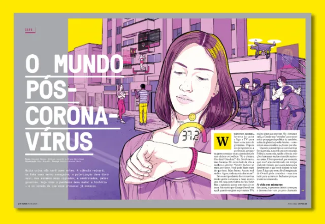 Woman checking smartwatch in urban scene by Davi Augusto