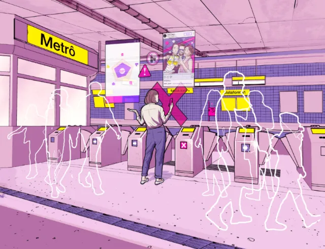 Public transportation metro station artwork