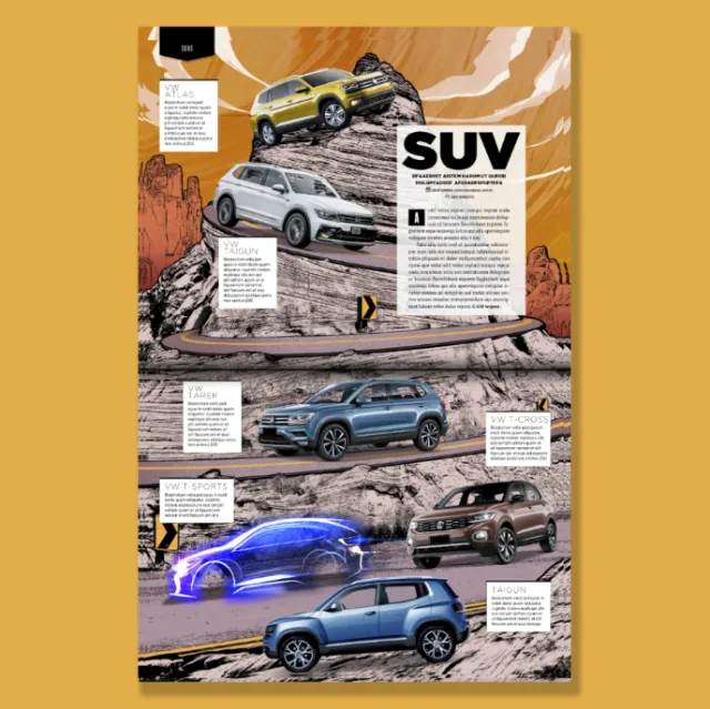 SUV model comparison infographic by Davi Augusto showing different SUV designs and features