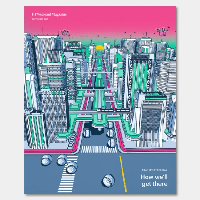 Futuristic city with tall buildings and flying drones by Davi Augusto