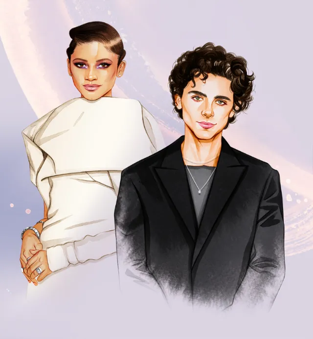 Stylish young woman and man posing together by Natalia Sanabria