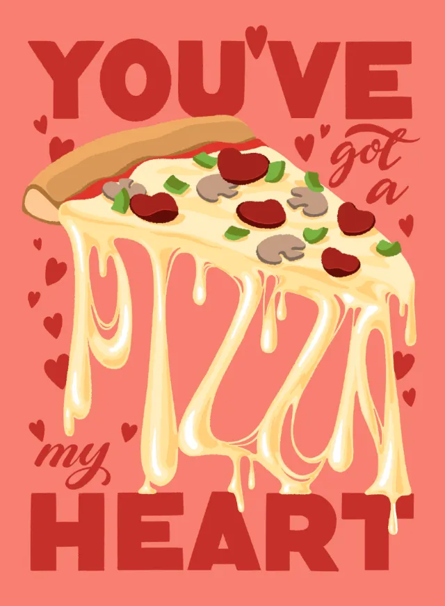 Trader Joe's Valentine with Pizza Illustration