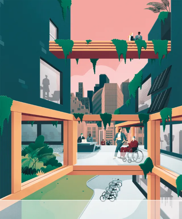 Illustration of hospital lifestyle and healthcare scenes