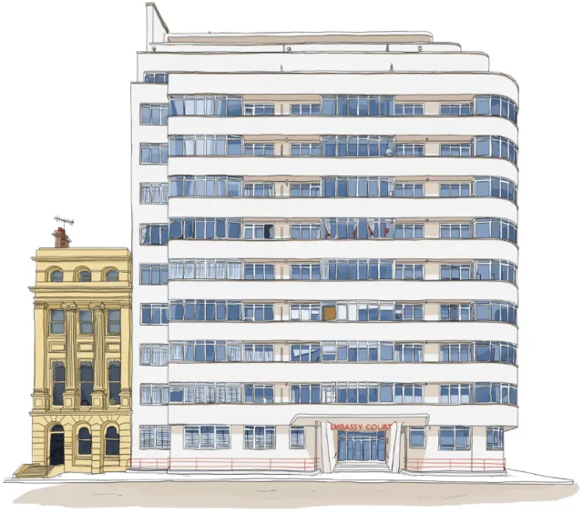The modernist British architecture of Embassy Court, Brighton