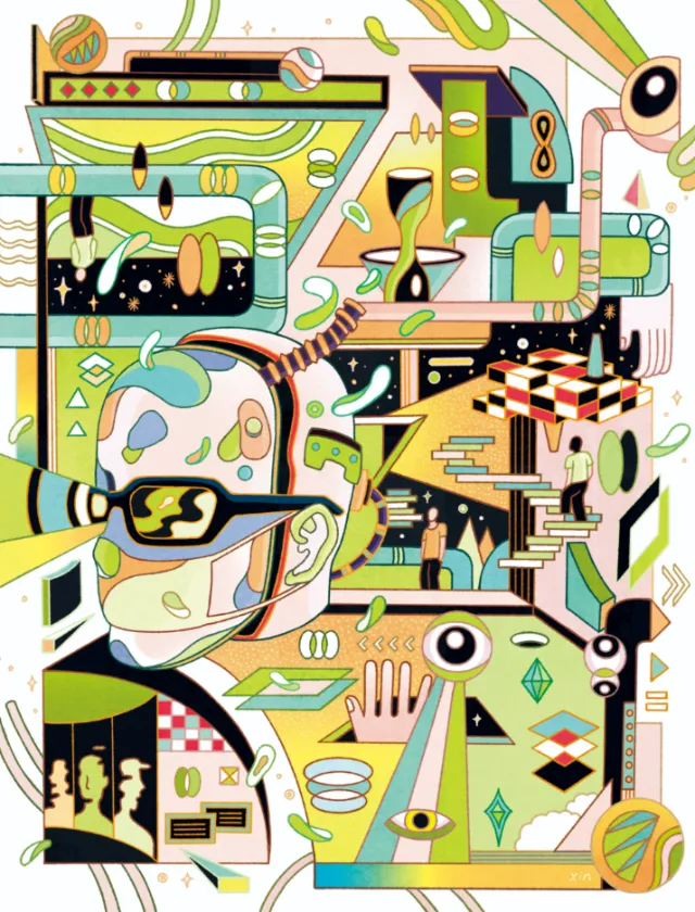 Abstract colorful geometric and surreal artwork by Yixin Zeng
