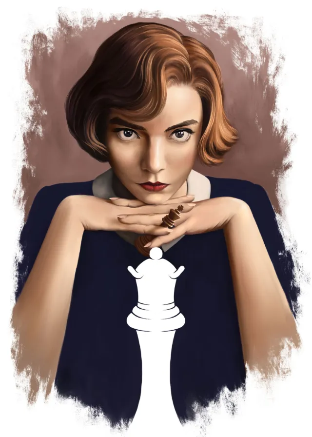 Portraiture of fictional character, Beth Harmon