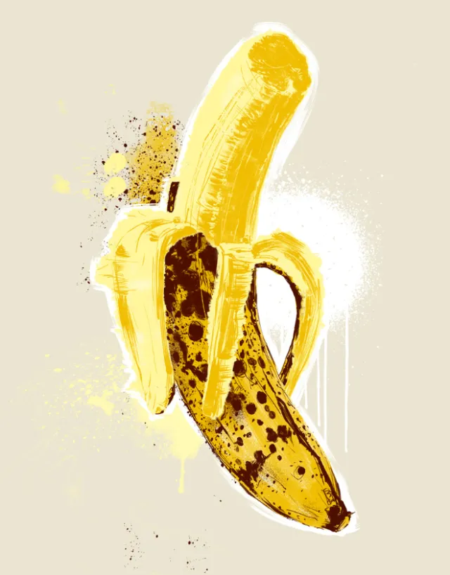 Abstract peeled spotted banana artwork by POW!!!
