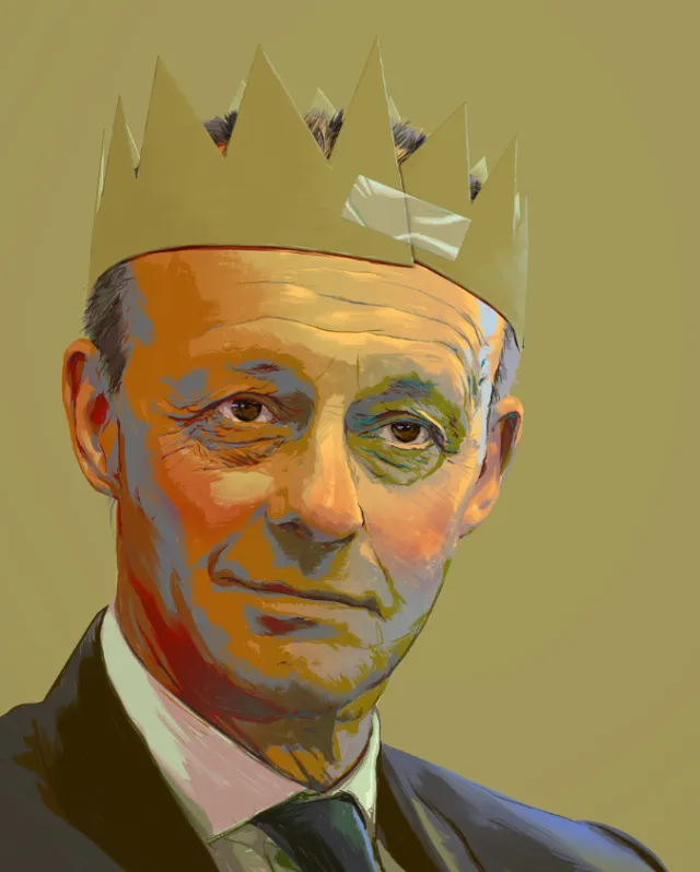 Digital portrait of man wearing paper crown by POW!!!