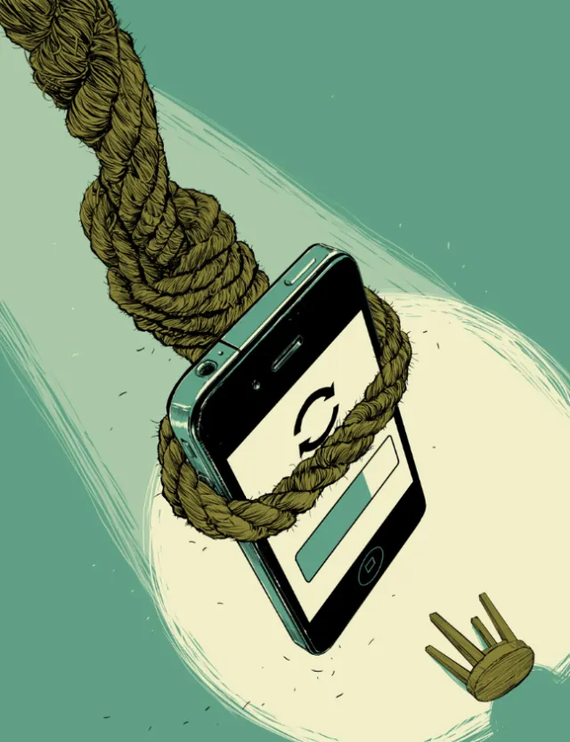 Smartphone tightly tied with thick rope by POW!!!