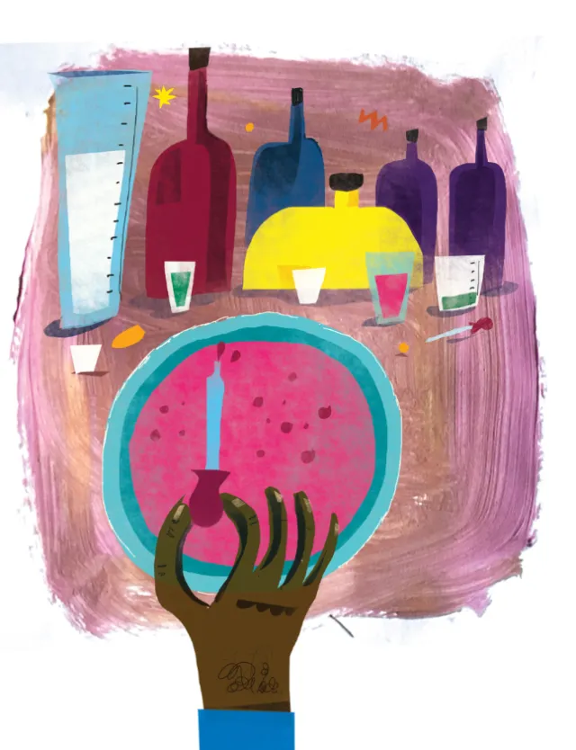 Acrylic painting of drink mixing
