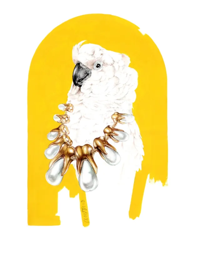 Visual of a White Cockatoo in a Painting