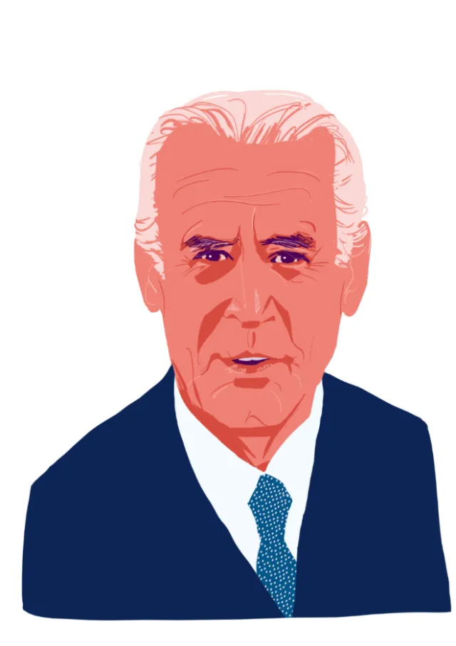 Vector portrait of an older man wearing a blue suit by Silke Bachmann