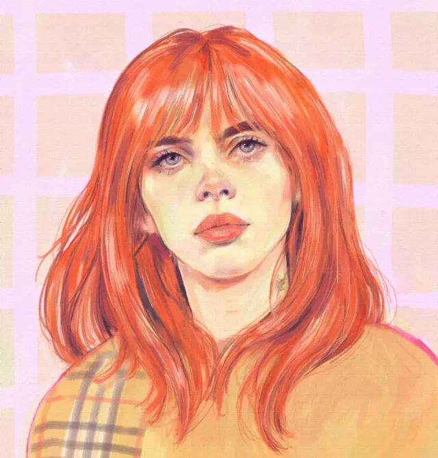 Digital portrait of woman with red hair by Silke Bachmann