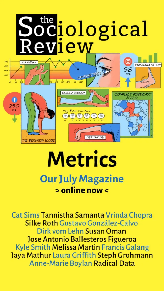 Metrics' cover art for July 2022 Sociological Review