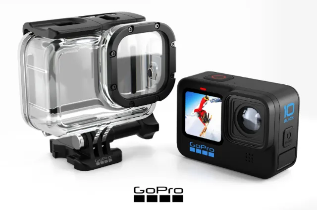 GoPro Hero10 Black camera and clear waterproof case by InfoTec