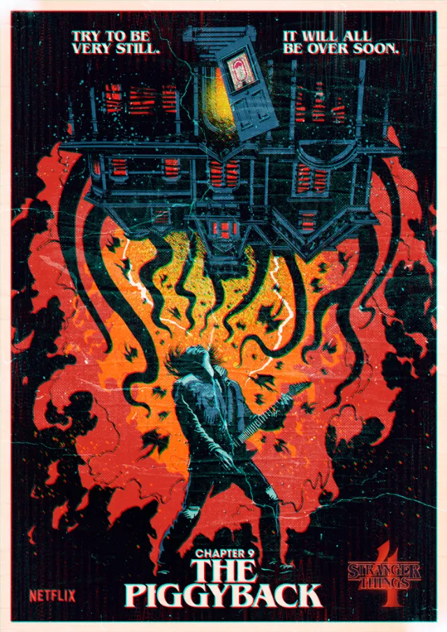 Stranger Things 4, Chapter 9 - The Piggyback poster illustration