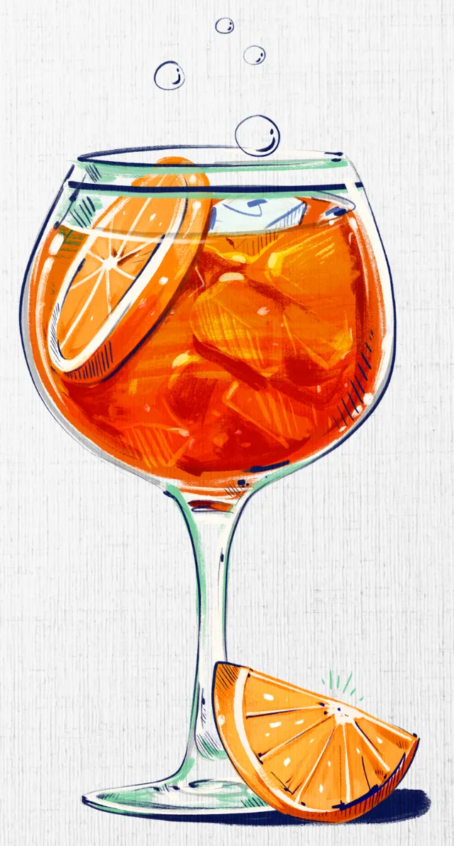 Sketch of refreshing drink 'Aperol Spritz'