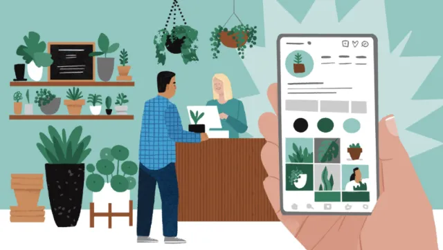 Person using Instagram marketing tools for a plant shop by Drew Bardana