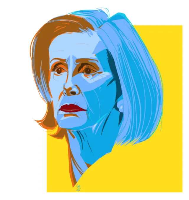 Colorful abstract portrait of woman by Silke Bachmann