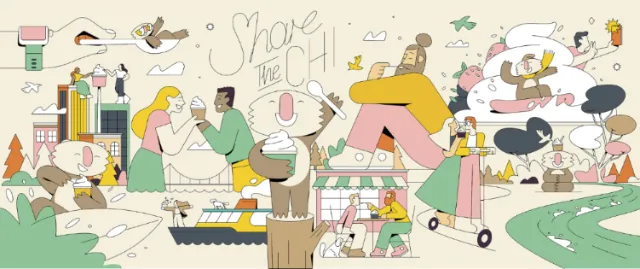 Colorful market scene with people and food by Joseph Carrington