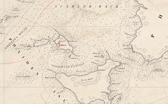 Detailed vintage nautical map of the French coast by Mike Hall