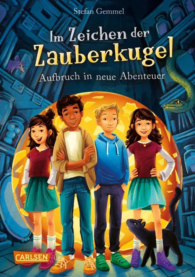Book cover with four kids in magical setting by Katharina Madesta
