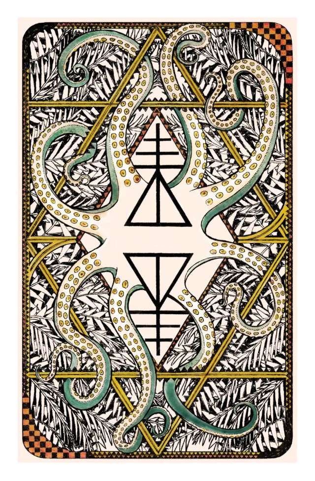Intricate design of Elemental Power tarot card back by Rohan Eason