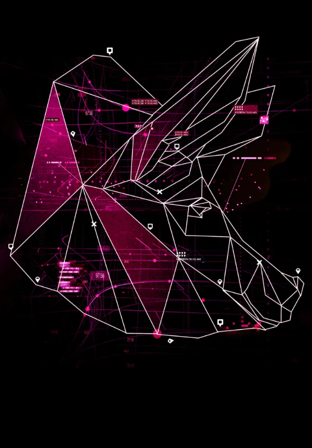 Geometric wolf head digital artwork by Davi Augusto