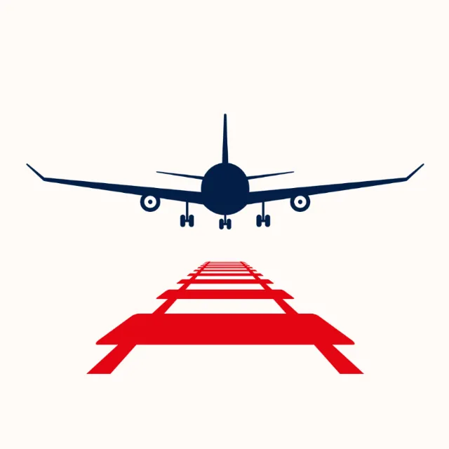 Minimalistic airplane landing over runway by Tim Weiffenbach