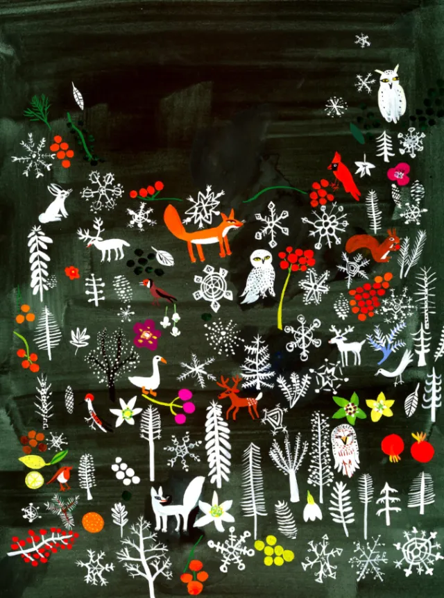 Colorful forest animals and plants illustration by Christopher Corr