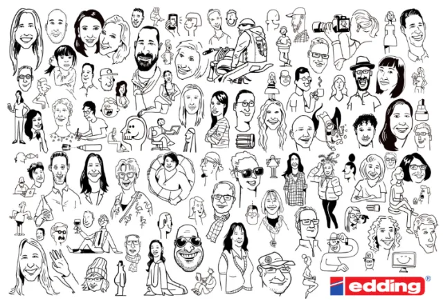 Line drawing portraits of diverse people by Sebastian Iwohn