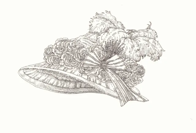 Black and white illustration of Edwardian Hat