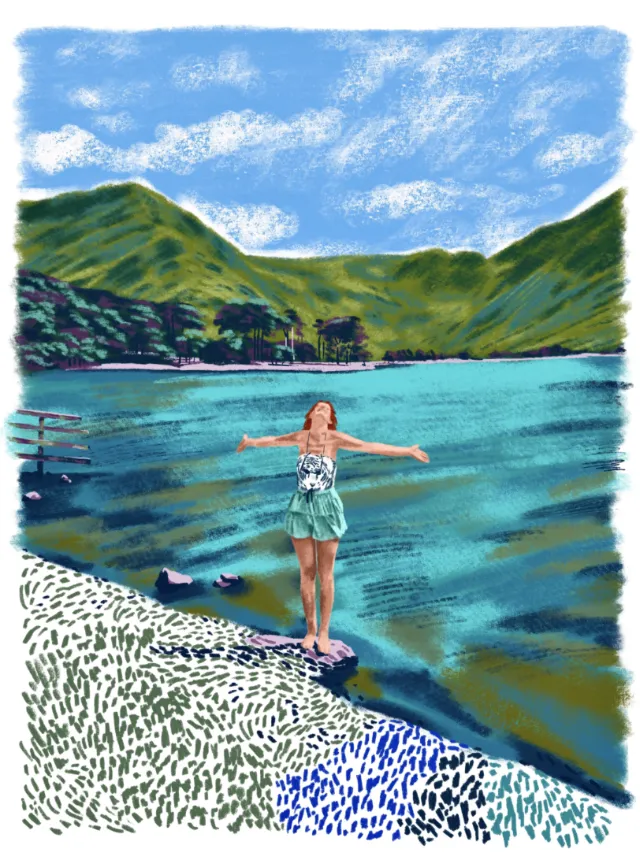 Drawing of Jenny soaking up