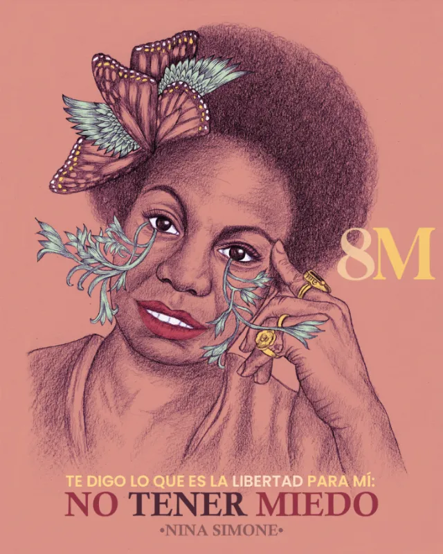 Portrait of Nina Simone for 8M Graphite and digital color