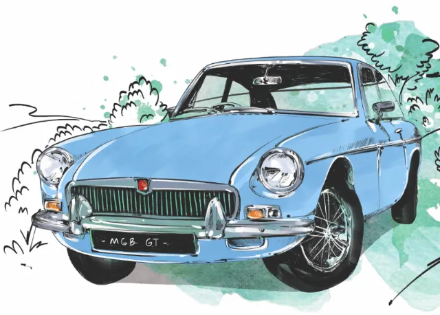 Amber Day's 1960s MGB GT car painting