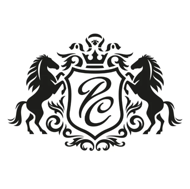 Heraldic crest with two horses and a crown by Albert Morell