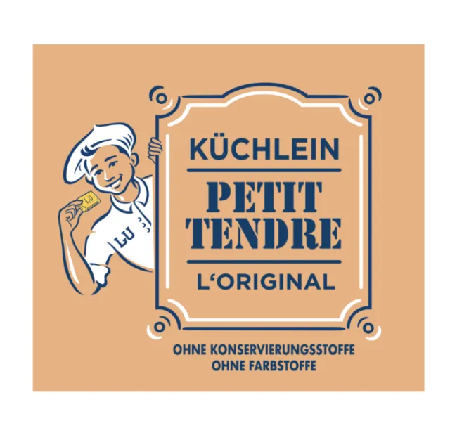 Packaging label for Küchlein Petit Tendre L'Original by Albert Morell