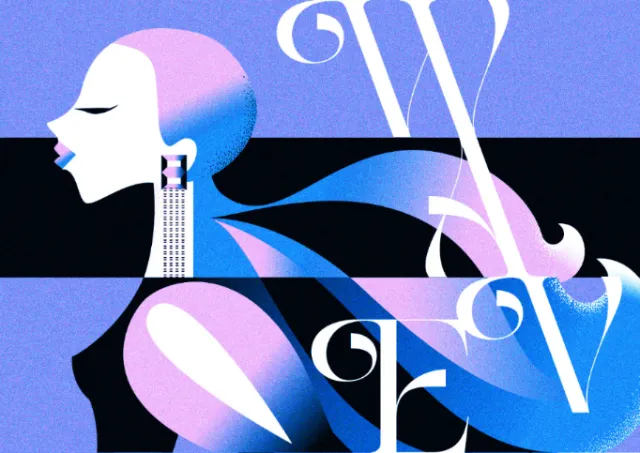 Abstract woman portrait with flowing shapes by Yordanka Poleganova