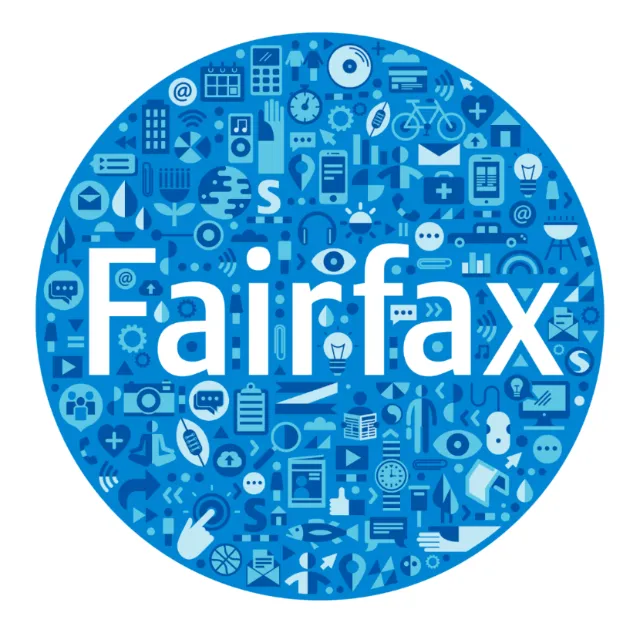 Blue circular technology icons with the word Fairfax in the center by Greg Straight